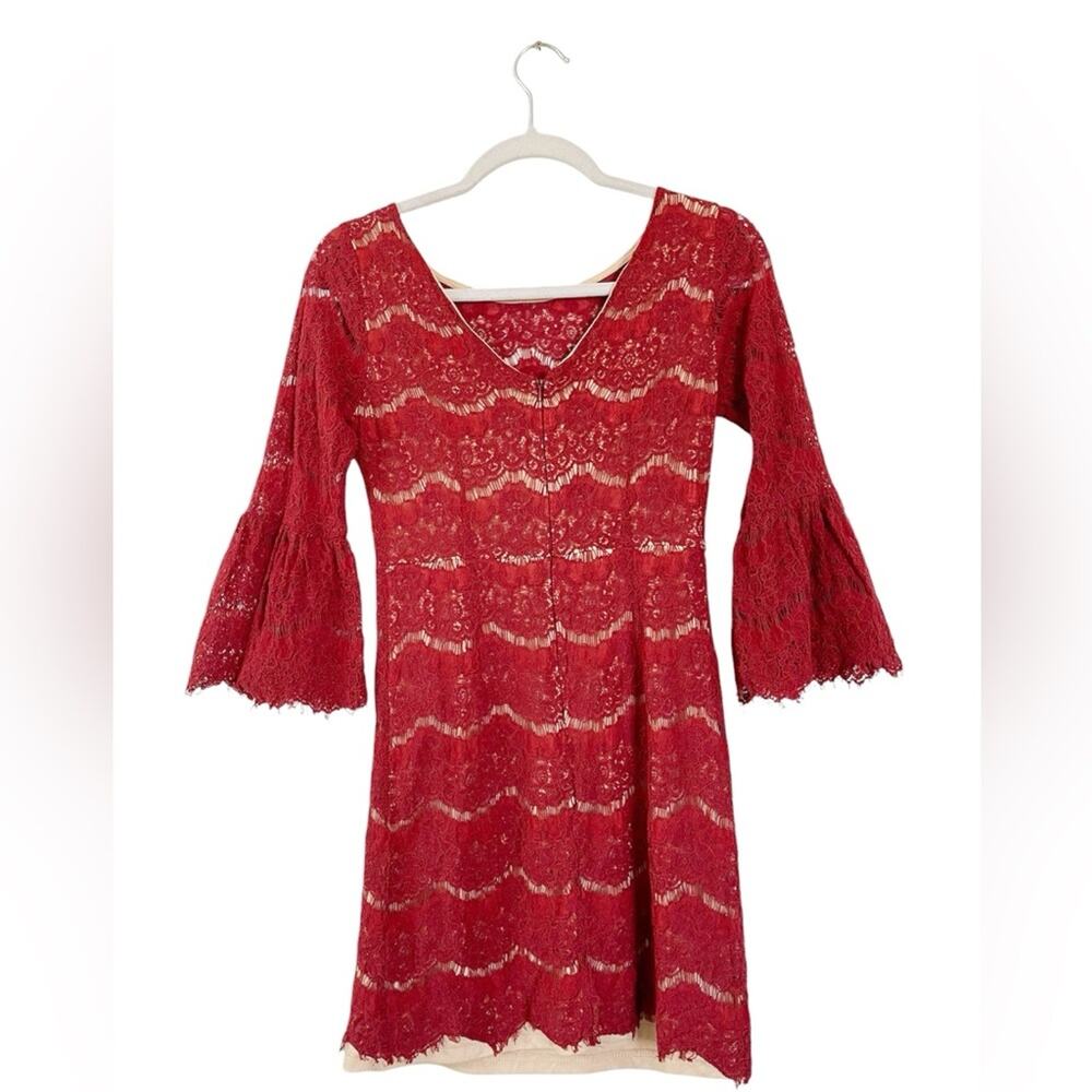Lulus Heartthrob Rust Red Lace Flounce Sleeve Min… - image 4
